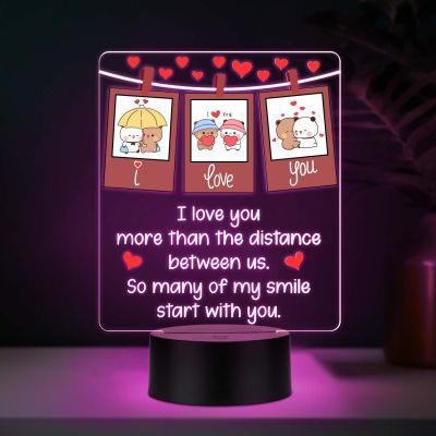 Love Quote Led Night Lamp with Automatic Color Changing Light 3D Acrylic Lamp, I Love You Gift for Husband Wife Boyfriend Girlfriend